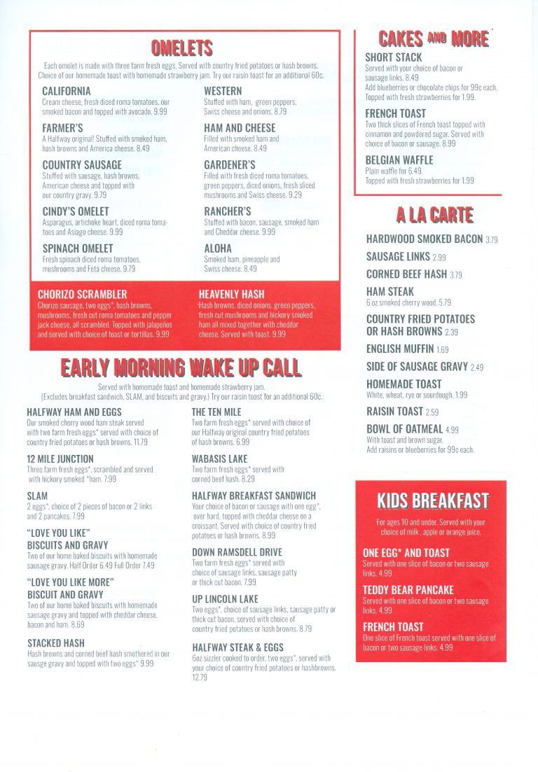 Menu Your Hometown Diner